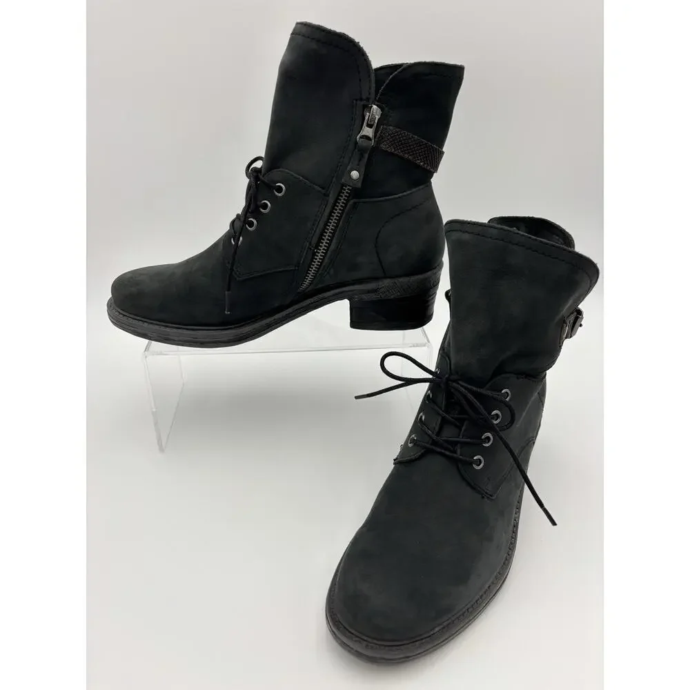 OTBT Gallivant Ankle Boots Lace Up Soft Black Grey Size 8.5